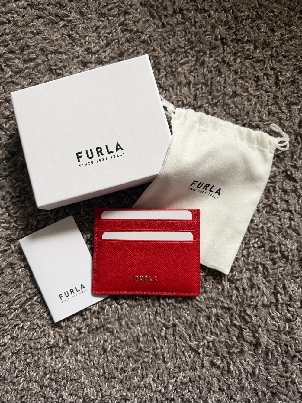 Furla Red Saffiano Leather Slim Card Case - Picture 2 of 7